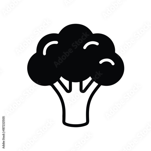 Broccoli Icon Black Silhouette – Healthy Vegetable Symbol