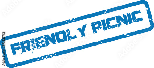 Friendly Picnic Blue Rubber Stamp Impression for Outdoor Fun and Social Gathering