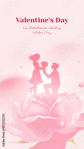 Valentine’s Day Love poster Romantic Couple Illustration