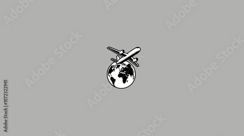 Airplane flying around the world, representing global travel, international transport, aviation, and exploration concept.