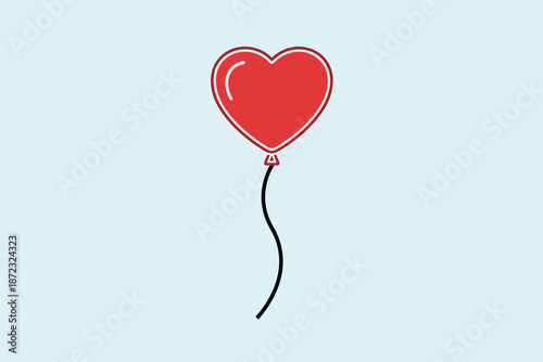 Red heart shape balloon with string for valentine day party decoration and romantic surprise concept