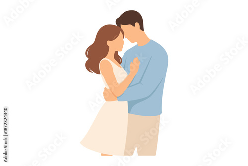 Intimate Couple Hugging with Romantic Connection Vector Illustration