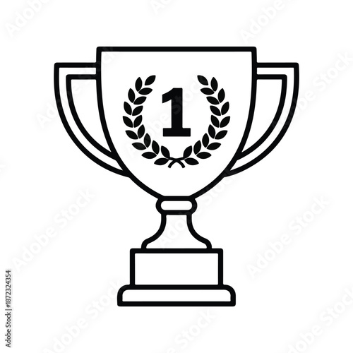 Number One Trophy Icon – First Place Winner Symbol