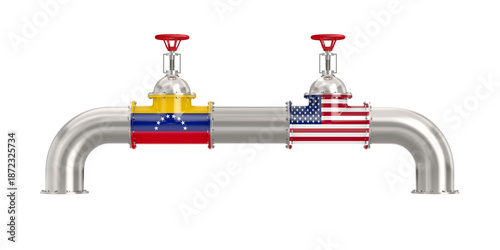 Pipeline between America and Venezuela on white background. Isolated 3D illus...