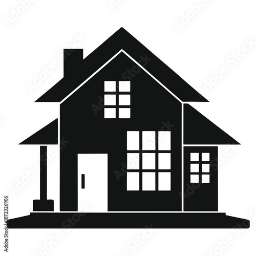 Simple black house silhouette graphic for potential real estate or architectural designs