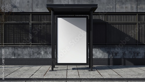 Wallpaper Mural Modern bus stop with blank white poster. Close up, Mock up, 3D Rendering Torontodigital.ca