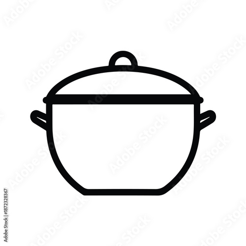 PrintCooking Pot Icon Black Silhouette – Kitchen Cookware Symbol