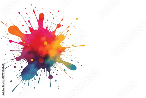 Colorful paint splash isolated on white background. Abstract colorful splash. Colorful paint explosion, illustration.