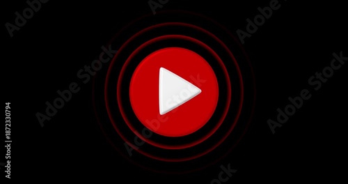 Simple video play animation on transparent background. Play icon, video play icon design animation. glowing play button animation with waves
