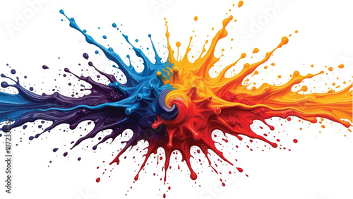 Colorful paint splash isolated on white background. Abstract colorful splash. Colorful paint explosion, illustration.