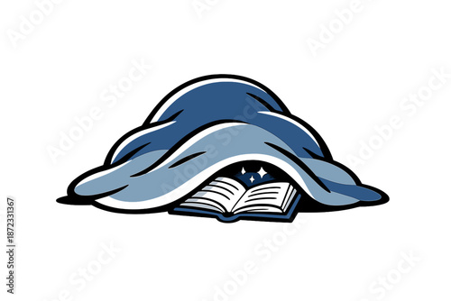  Minimal Cozy Reading. Simple shapes: a blanket mound and an open book peeking out. Clean,