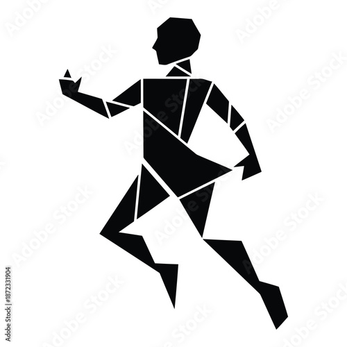 Abstract geometric runner vector art conveying speed, agility, and modern design isolated on white background, Vector