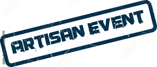 Dark blue distressed rectangular mark signifying a special artisan event occasion