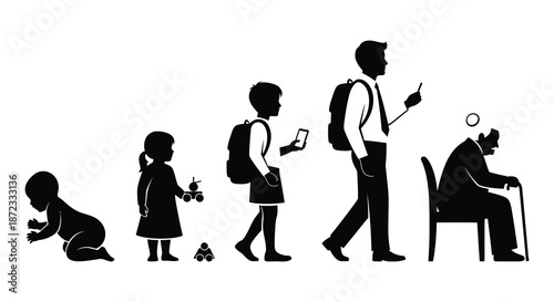 The stages of human life illustrated as a silhouette progression