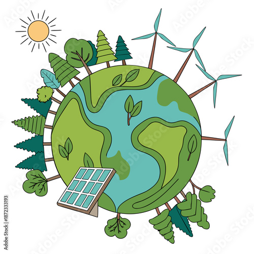 Earth with renewable energy sources