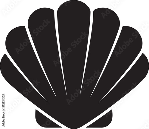Black and White Shell Icon Design Element for Web and Print