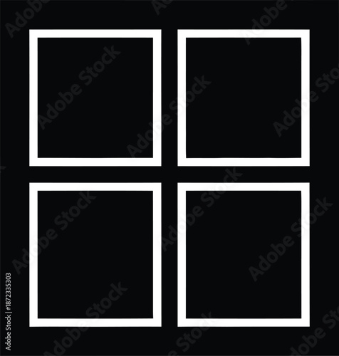 Window icon vector, minimalist four square pane silhouette