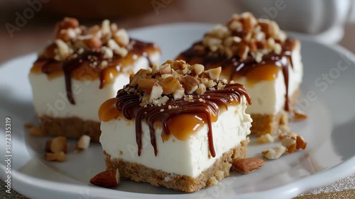 Wallpaper Mural Delicious caramel cheesecake dessert with nuts and chocolate topping recipe Torontodigital.ca