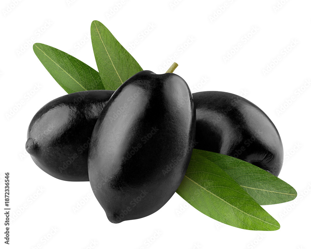 Fototapeta premium black Olives isolated, full depth of field