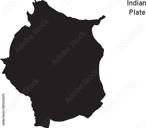 The Indian Plate Tectonic Isolated Silhouette Vector