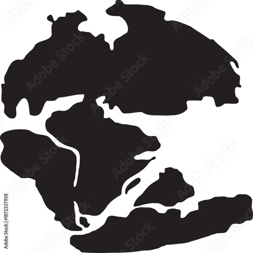 Laurasia Gondwana Continent Solid Map, Paleozoic And Mesozoic Eras, Plate Tectonics