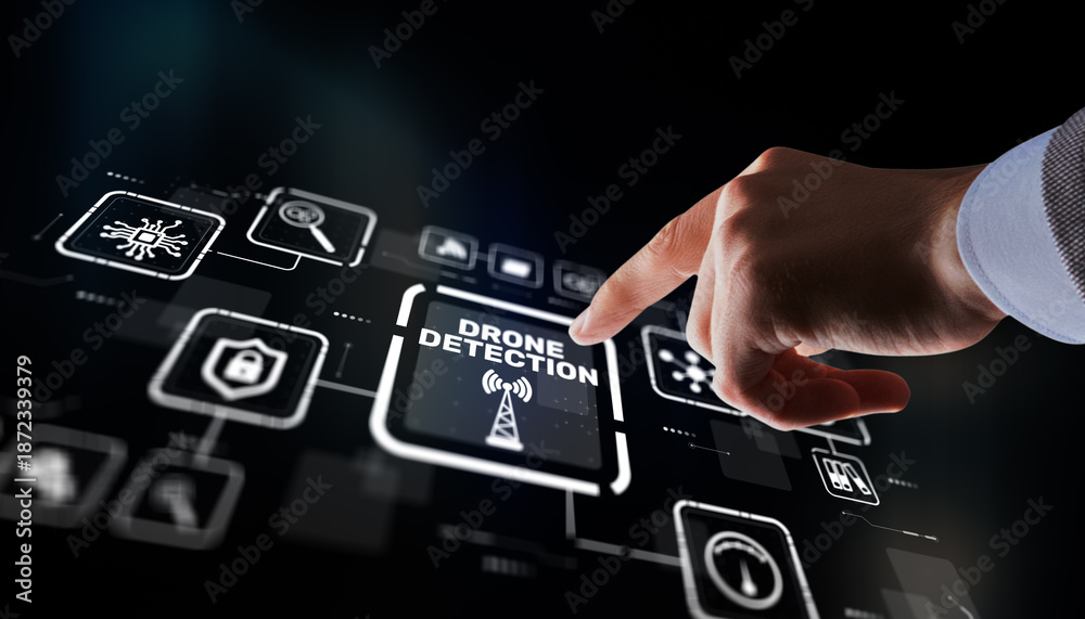 Naklejka premium Advanced drone detection system using radar technology and aerial surveillance for security