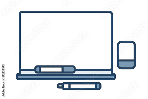 Laptop and writing tools on a plain surface at an indoor workspace during daylight hours