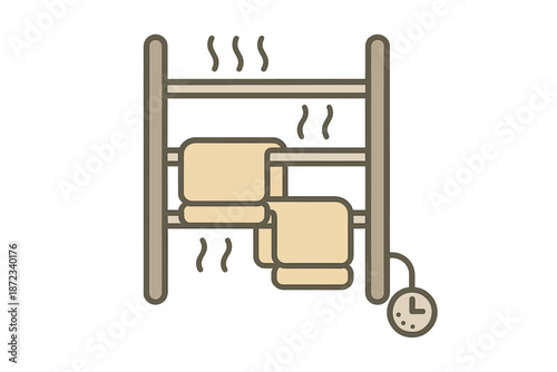 Towel warmer in a bathroom with warm towels ready for use at a scheduled time