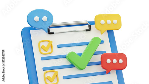 Checklist with Speech Bubbles and Checkmarks
