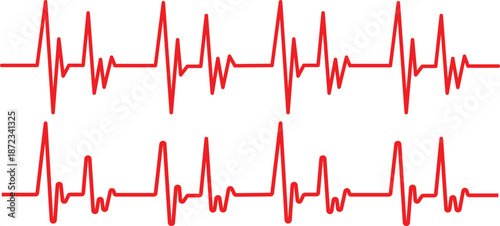 Red heartbeat lines displayed on a white background representing vital signs