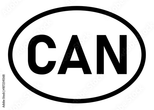 Canada country code CAN icon vector on a white background
Country code abbreviation oval sticker icon on a white background
