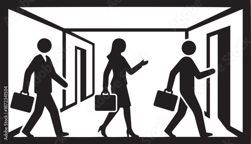 Business people in office meeting silhouette