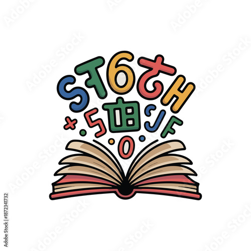 Storybook Open Book with Floating Letters Icon