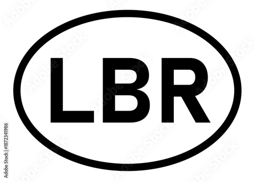 Liberia country code LBR icon vector on a white background
Country code abbreviation oval sticker icon on a white background