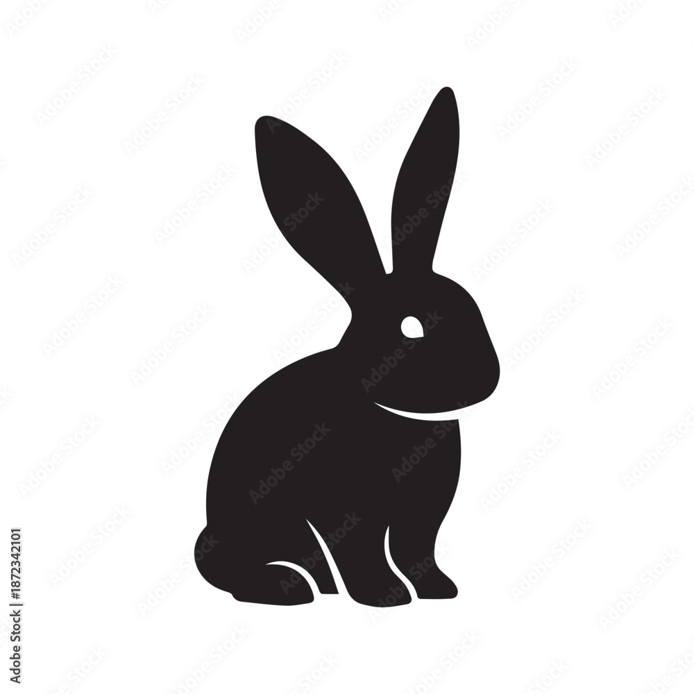 Fototapeta premium Stylized black rabbit icon, a sleek and modern vector illustration capturing the essence of a bunny, ideal for animal-themed designs and digital art