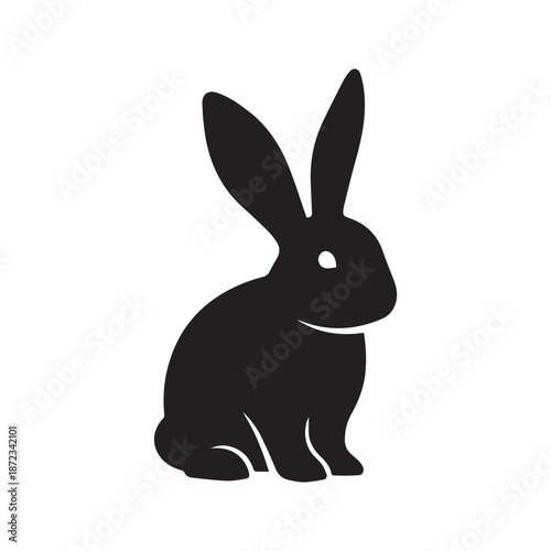 Stylized black rabbit icon, a sleek and modern vector illustration capturing the essence of a bunny, ideal for animal-themed designs and digital art