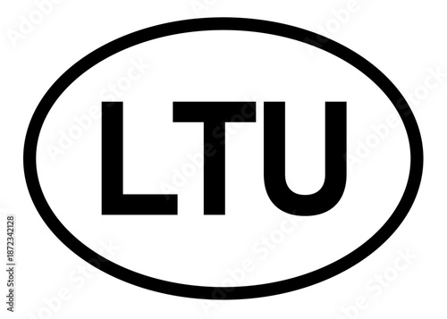 Lithuania country code LTU icon vector on a white background
Country code abbreviation oval sticker icon on a white background