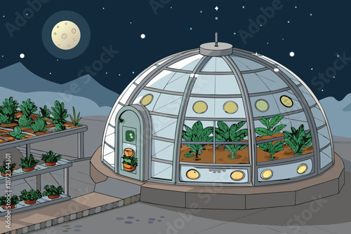 Space Colony Dome Night Farmers Exchange Realisti