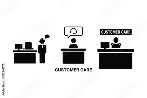 Customer Care Service Desk Silhouette Icon