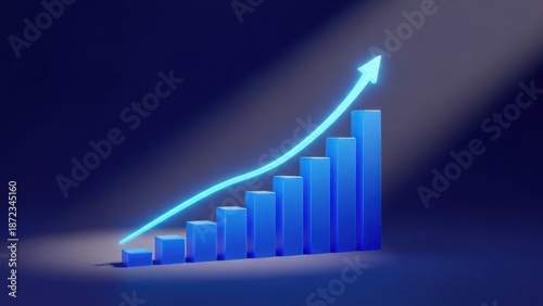 Free Download Rising bar graph with arrow indicating growth on dark blue background - GFXLoad