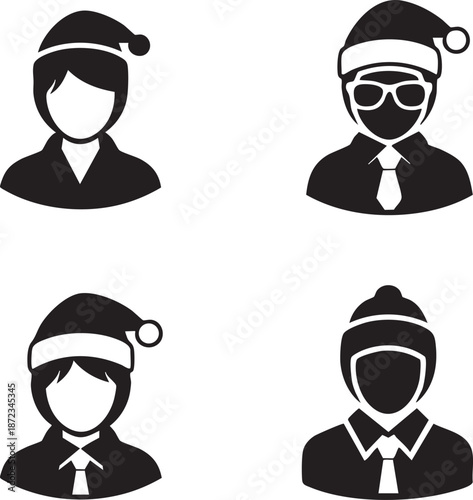 Illustration of people wearing hats and masks in a festive atmosphere