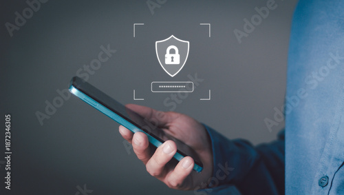 Bild auf Leinwand mobile security, OTP, encrypted login, two factor authentication (2FA), data protection, cybersecurity and safe access