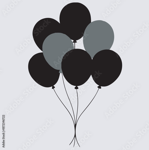 a bunch of colorful helium balloons silhouette vector art illustration, black and white balloons vector illustration