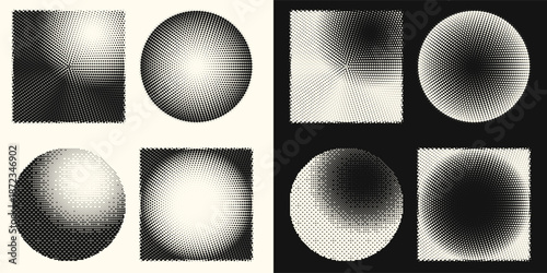 Halftone dot tone grunge effect abstract pattern texture vector graphic retro illustration.gradient geometric element art shape modern creative pop wallpaper vintage monochrome print frame