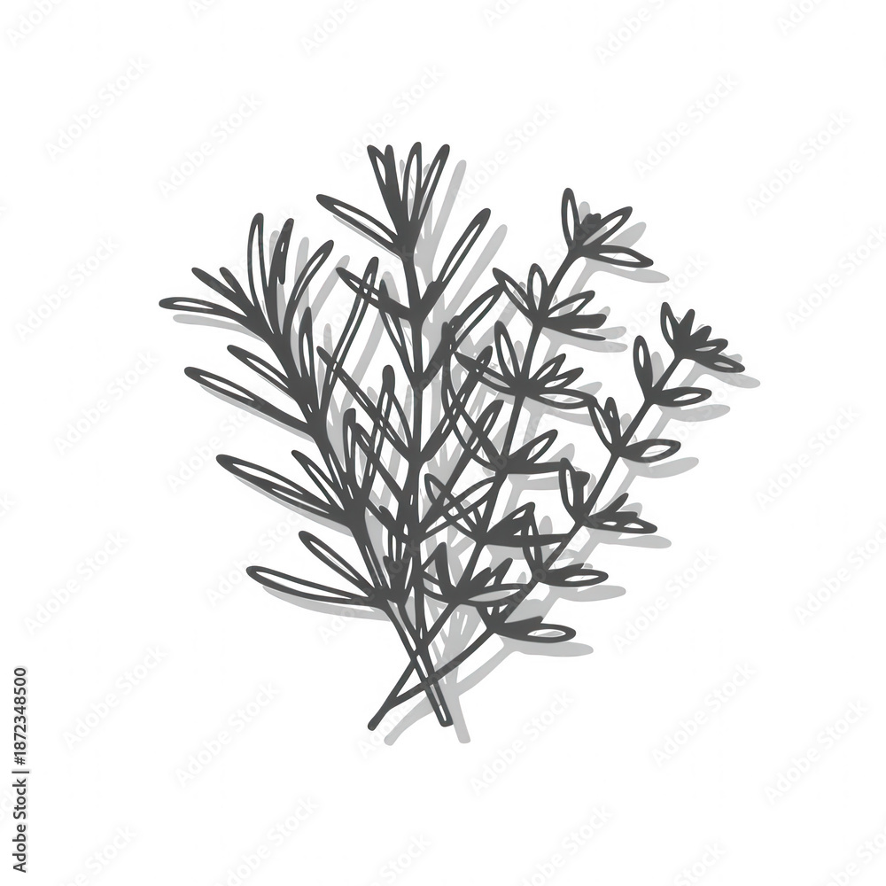 Fototapeta premium Intricate hand drawn botanical of a leafy plant with detailed texture and... isolated on a transparent background