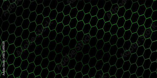 Black Hexagonal Pattern on Green Magma Background. Modern technology innovation concept. Modern background