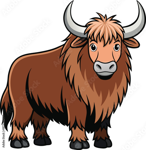 A cute cartoon vector illustration of a black and white farm bull and calf isolated on white, featuring a stylized cattle head perfect for agriculture or livestock nature art