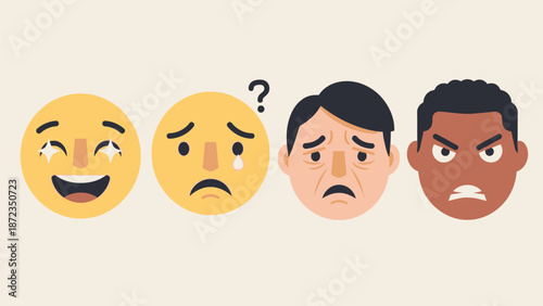 Emoticon Faces Showing Various Emotions.
