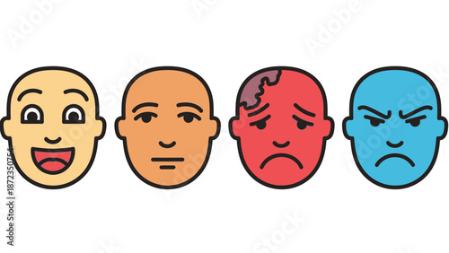 Emotion Faces Showing Different Feelings and Expressions.