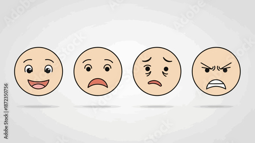 Emoticon Faces Showing Various Emotions.